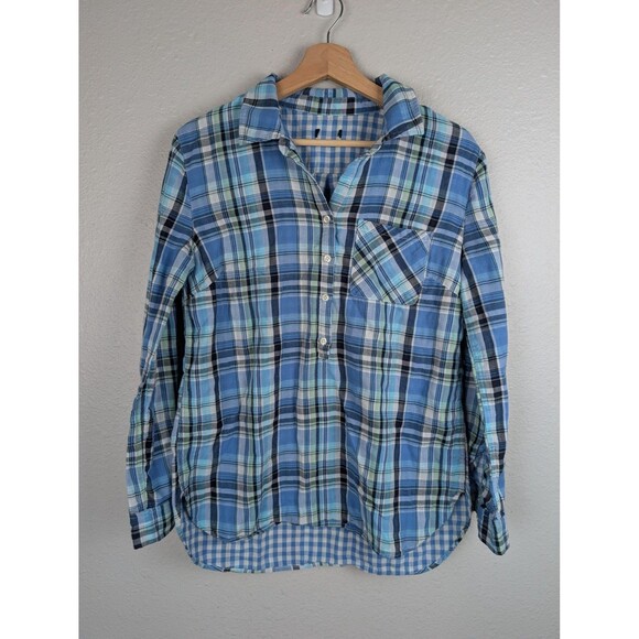 Talbots Popover plaid Shirt Womens Medium Long Sleeve Button Casual Check - Picture 1 of 6